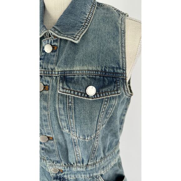 Urban Revivo Split Hem Sleeveless Denim Dress Blue Womens 8 New Jean - Picture 8 of 15